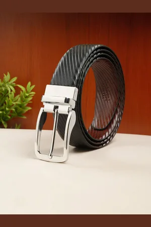Teakwood Leathers Men Textured Leather Reversible Formal Belt