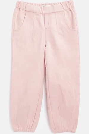 Cherry Crumble Girls Peach-Coloured Regular Fit Solid Joggers