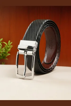 Teakwood Leathers Men Textured Leather Reversible Formal Belt