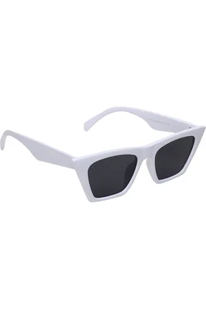 GARTH Unisex Black Lens & White Rectangle Sunglasses & UV Protected Lens CANDY_BS_WHT_GRT