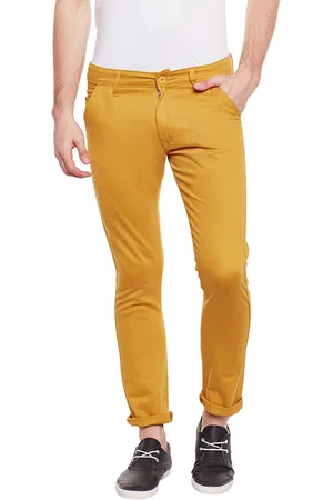 Rodamo Men Mustard Brown Urban Slim Fit Solid Chinos