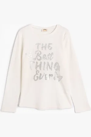 Koton Girls Typography Printed Cotton T-shirt