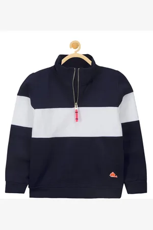 Cherry Crumble Boys Navy Blue Colourblocked Sweatshirt