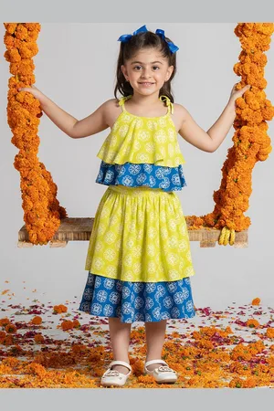 SPUNKIES Girls Floral Printed Shoulder Straps Top With Skirt