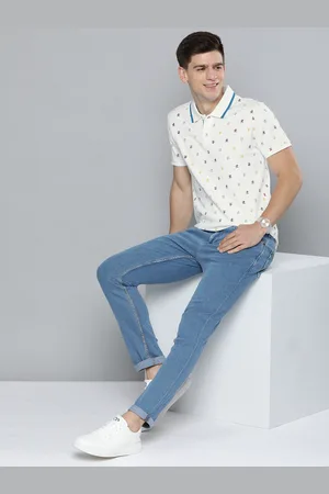 Mast & Harbour Men White Pure Cotton Typography Printed Polo Collar T-shirt
