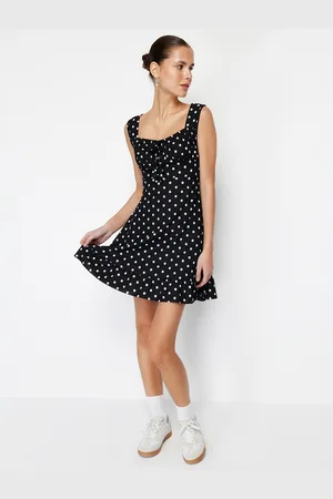Trendyol Women Square Neck Polka Dot Print Fit & Flare Dress