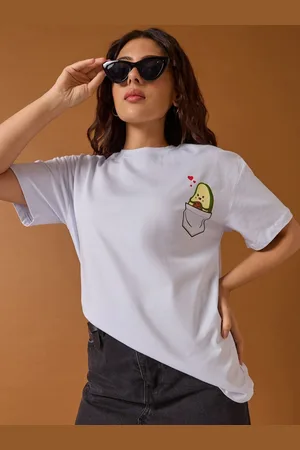 Mast & Harbour Women Graphic Printed Round Neck Cotton Oversized T-shirt