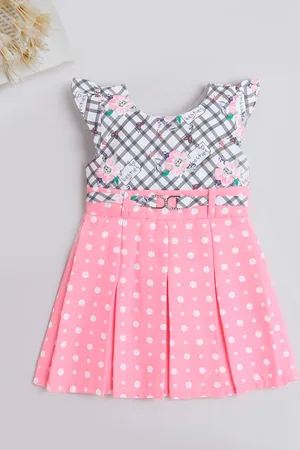 The Magic Wand Girls Polka Dot Print Flutter Sleeve Fit & Flare Dress