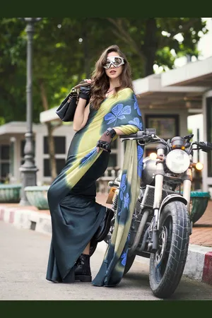 KIMISHA Floral Satin Saree