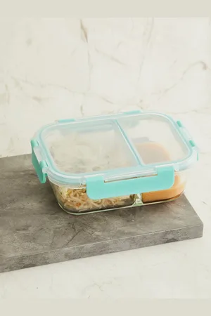 Home Centre Transparent Solid Glass Food Storage Container with Removable Lid