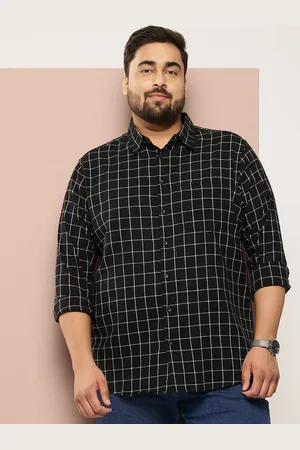 Sztori Men Plus Size Classic Windowpane Checked Casual Shirt