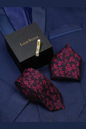 LOUIS STITCH Men Silk Printed Necktie Accessory Gift Set
