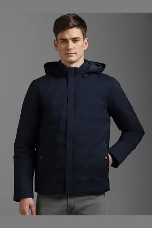 Louis Philippe Men Hooded Solid Casual Padded Jacket