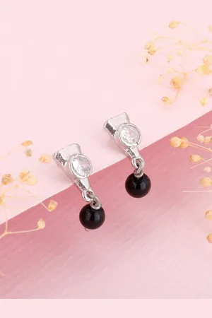 GIVA Rhodium-Plated Contemporary Zircon 925 Sterling Silver Drop Earrings