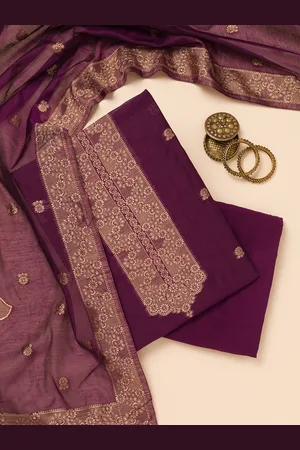 Koskii Ethnic Motifs Embroidered Pure Silk Unstitched Dress Material