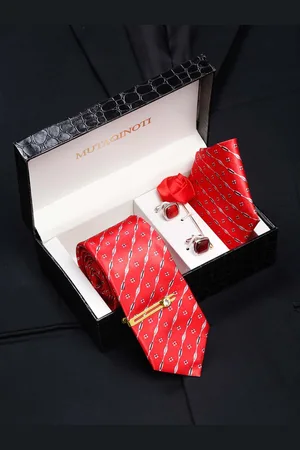MUTAQINOTI Men Polka Silk Blend Necktie Accessory Gift Set
