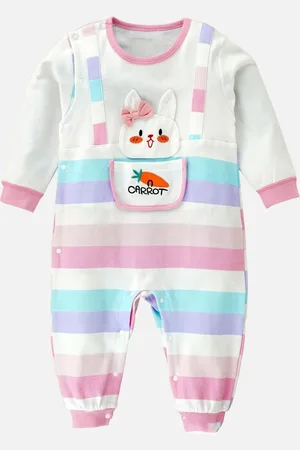 Little Surprise Box LLP Kids Carrot Rabbit Theme Cotton Full Sleeves Jumpsuit Rompers