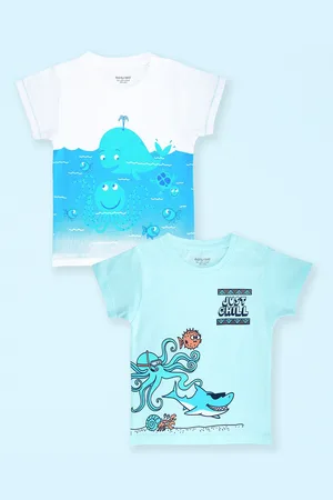 Miss & Chief Unisex Kids Regular Fit Pack Of 2 Graphic Printed Round Neck Cotton T-shirts