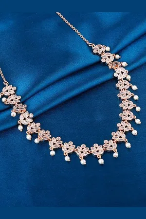 GIVA Silver Rose Gold-Plated Handcrafted Necklace