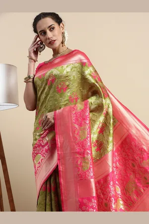 Lilots Ethnic Motifs Woven Design Banarasi Saree with Blouse Piece