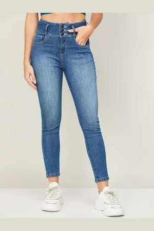 Lifestyle Women Blue Low Distress Light Fade Cotton Jeans