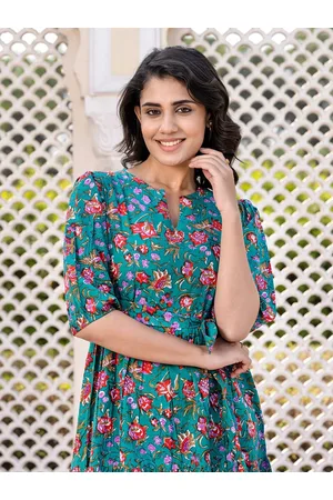 Kalini Floral Print Puff Sleeve Maxi Dress