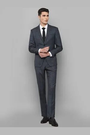 Louis Philippe Men Grey Checked Single-Breasted Two-Piece Formal Suit