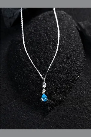CLARA 925 Sterling Silver Rhodium-Plated CZ-Studded Quirky-Charm Chain Pendant