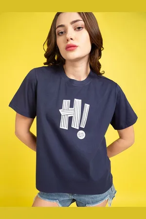 Mast & Harbour Women Typography Printed Round Neck Cotton Oversized T-shirt