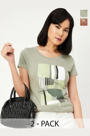 Max Collection Women Printed Round Neck Cotton T-shirt