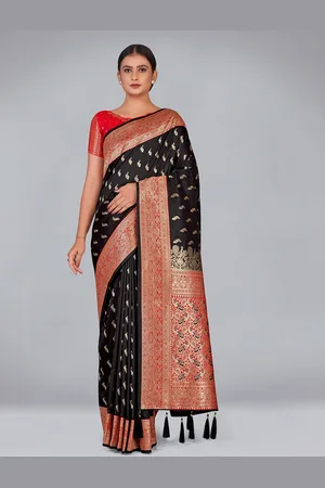 MONJOLIKA FASHION Woven Design Zari Silk Blend Heavy Work Banarasi Saree