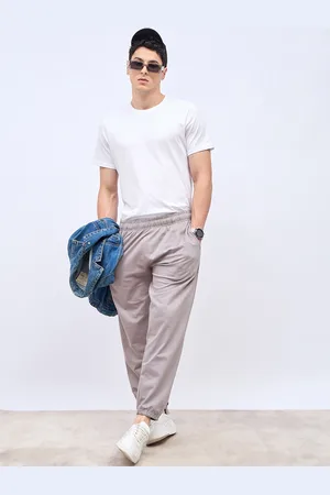 Styli Men Grey Relaxed-Fit French Terry Joggers