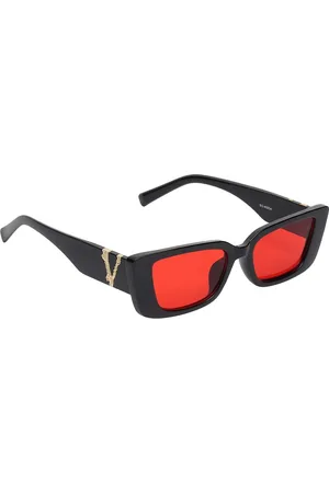 GARTH Unisex Red Lens & Black Square Sunglasses with UV Protected Lens
