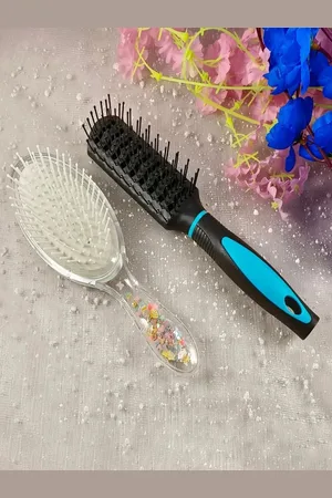 Jewelz Set Of 2 Flat Hair Brush For Detangling & Smoothening