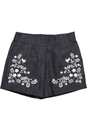 Cherry Crumble Girls Grey Printed Regular Fit Denim Shorts