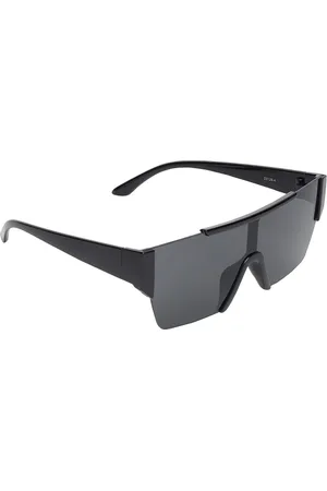 GARTH Unisex Black Lens & Black Square Sunglasses with UV Protected Lens