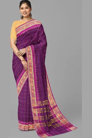 The Chennai Silks Checked Pure Cotton Fusion Chettinad Saree