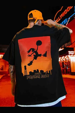 HERE&NOW Men Graphic Printed Round Neck Oversized T-shirt