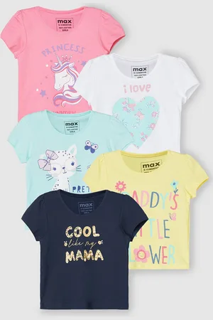 Max Collection Girls Graphic Printed T-Shirt - Pack of 5