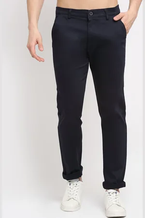 Rodamo Men Navy Blue Slim Fit Chinos Trousers