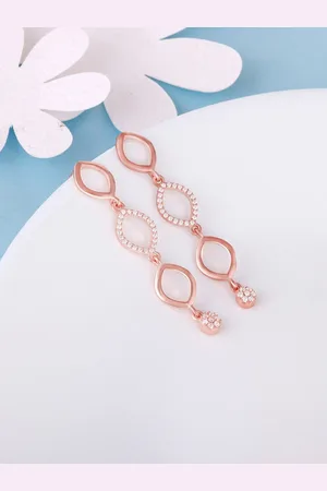 GIVA 925 Sterling Silver Rose Gold Plated Contemporary Zircon Studded Drop Earrings