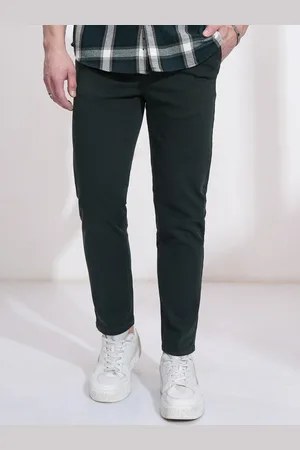 Highlander Men Green Tapered Fit Solid Regular Trousers
