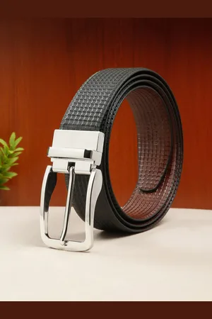 Teakwood Leathers Men Textured Leather Reversible Formal Belt