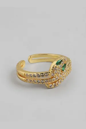 DressBerry Women Stone-Studded Snake-Shaped Adjustable Finger Ring