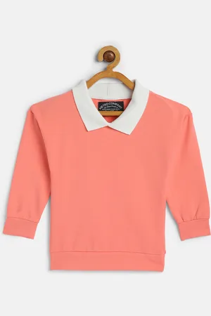 METRO KIDS COMPANY Girls Peach-Coloured Cotton Sweatshirt