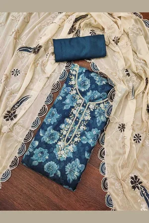 KIMISHA Floral Embellished Beads And Stones Unstitched Dress Material