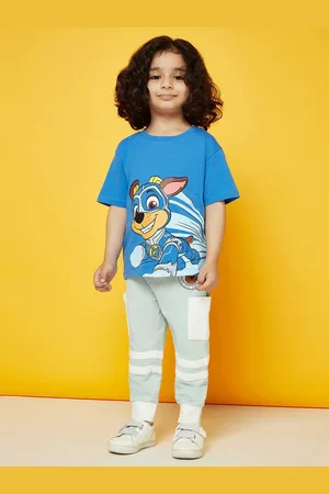 SPUNKIES Boys Blue & Green Printed T-shirt with Trousers