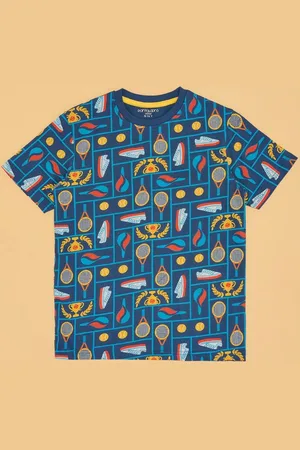 Pantaloons Boys Floral Printed Extended Sleeves Pockets T-shirt