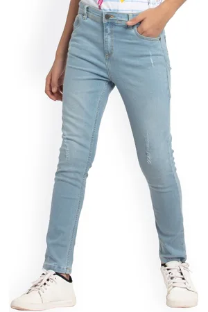 UNDER FOURTEEN ONLY Boys Blue Slim Fit Mildly Distressed Light Fade Jeans