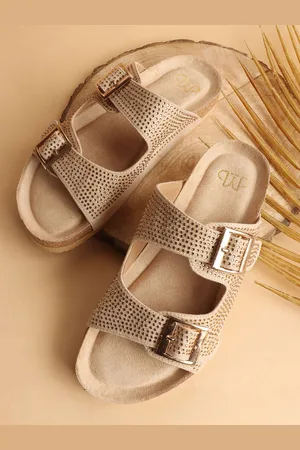THE WHITE POLE Women Stylish Trending Ethnic Flat Floter Sandal